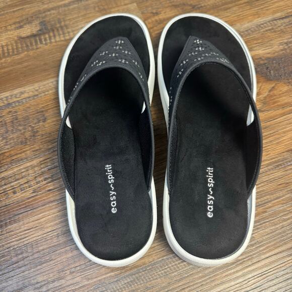 Easy Spirit RHEE3-HS size 10 M black Slip on comfort Sandals Thong Flip Flop NIB - Picture 5 of 11